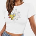 thumbnail image 4 of Busydd T Shirts for Women Casual Short Sleeve Summer Tops for Women Trendy Round Neck Crop Tops for Women Comfy Cotton Graphic Tees S, 4 of 6
