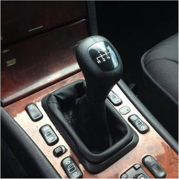 jfqm 5 6 Gear Car Shift Gear Knobs with Gaitor Fit for Mercedes Benz W202 C Class S202 W208 C208 CLK W210 E Classic Esprit Sport (Color : 6speed)
