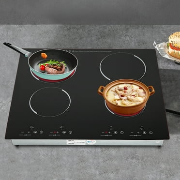Miumaeov Electric 3000W Ceramic Cooktop Built-In Sensor Touch-Control with 9 Heating Levels One-piece Panel Electric Cooktop 4 Burners Ceramic Glass Stove Top