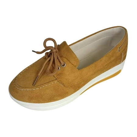 Pyhlsmcde Women s Suede Sneakers Loafers for Womens Casual Canvas Slip on Soft Lightweight Flat Comfort Elastic Lace up Low Top Boat Shoes