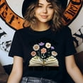 thumbnail image 3 of Pastel Book and Flowers Shirt | Blooming Reading Graphic Tee for Women, Azalea, Size 3XL, 3 of 6