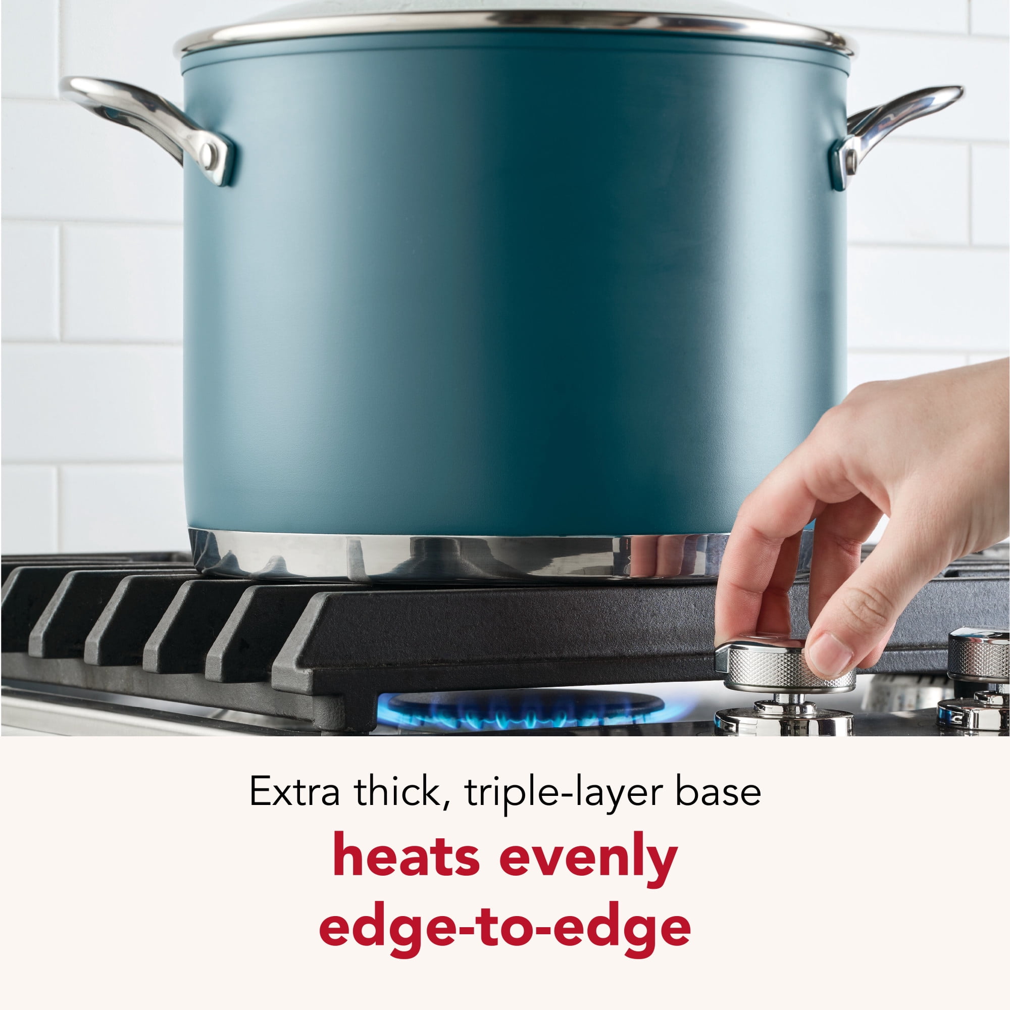 KitchenAid 8qt Color-Finished Stainless Steel 3-Ply Base Stockpot with Lid Dishwasher and Metal Utensil Safe, Induction Suitable and Oven Safe to 500°F, Agave
