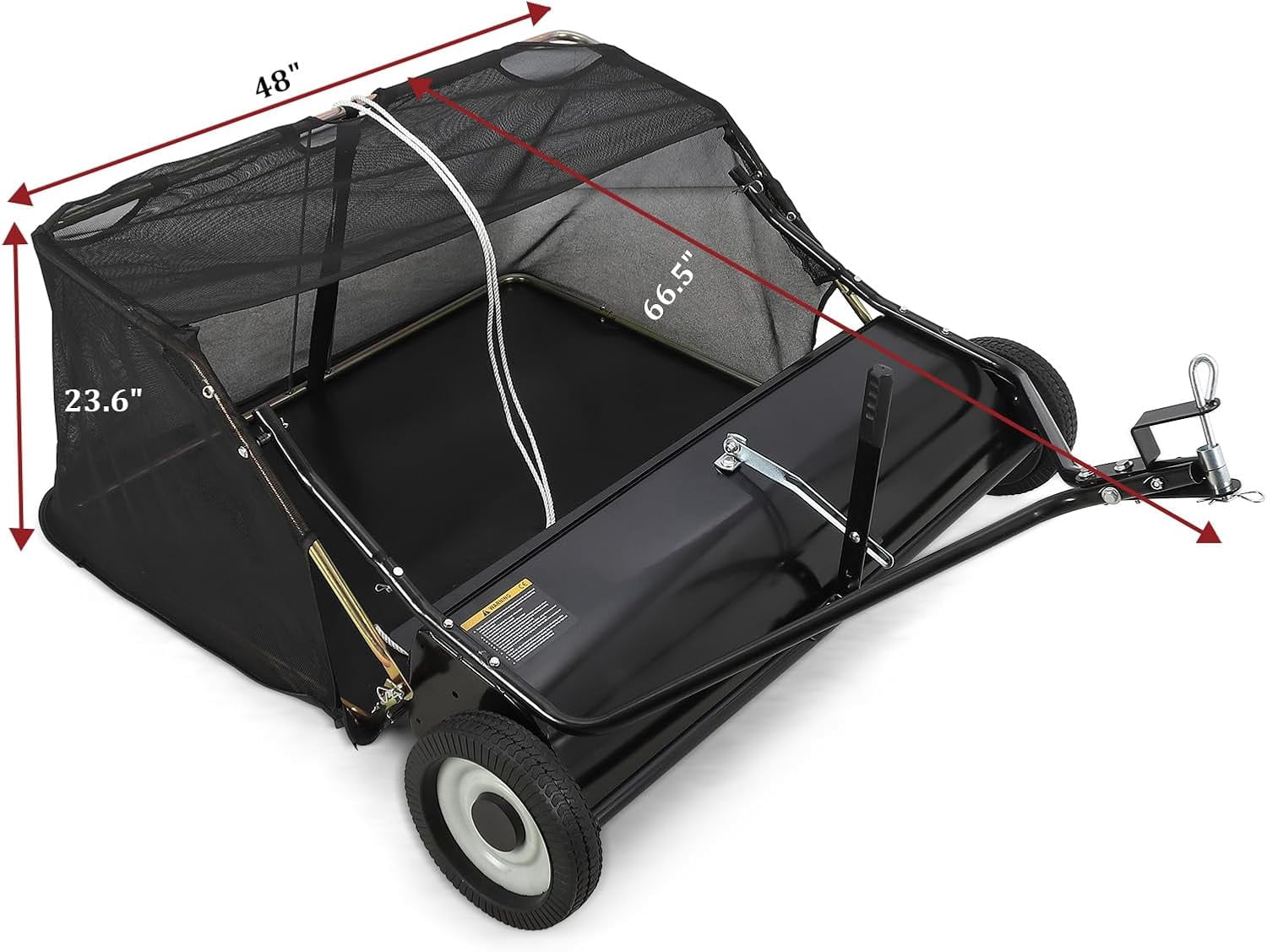Luku Tow Behind Lawn Sweeper 48 Inch, Large Capacity Heavy Duty Leaf & Grass Collector with Adjustable Sweeping Height, Dumping Rope Design for Picking Up Debris and Grass