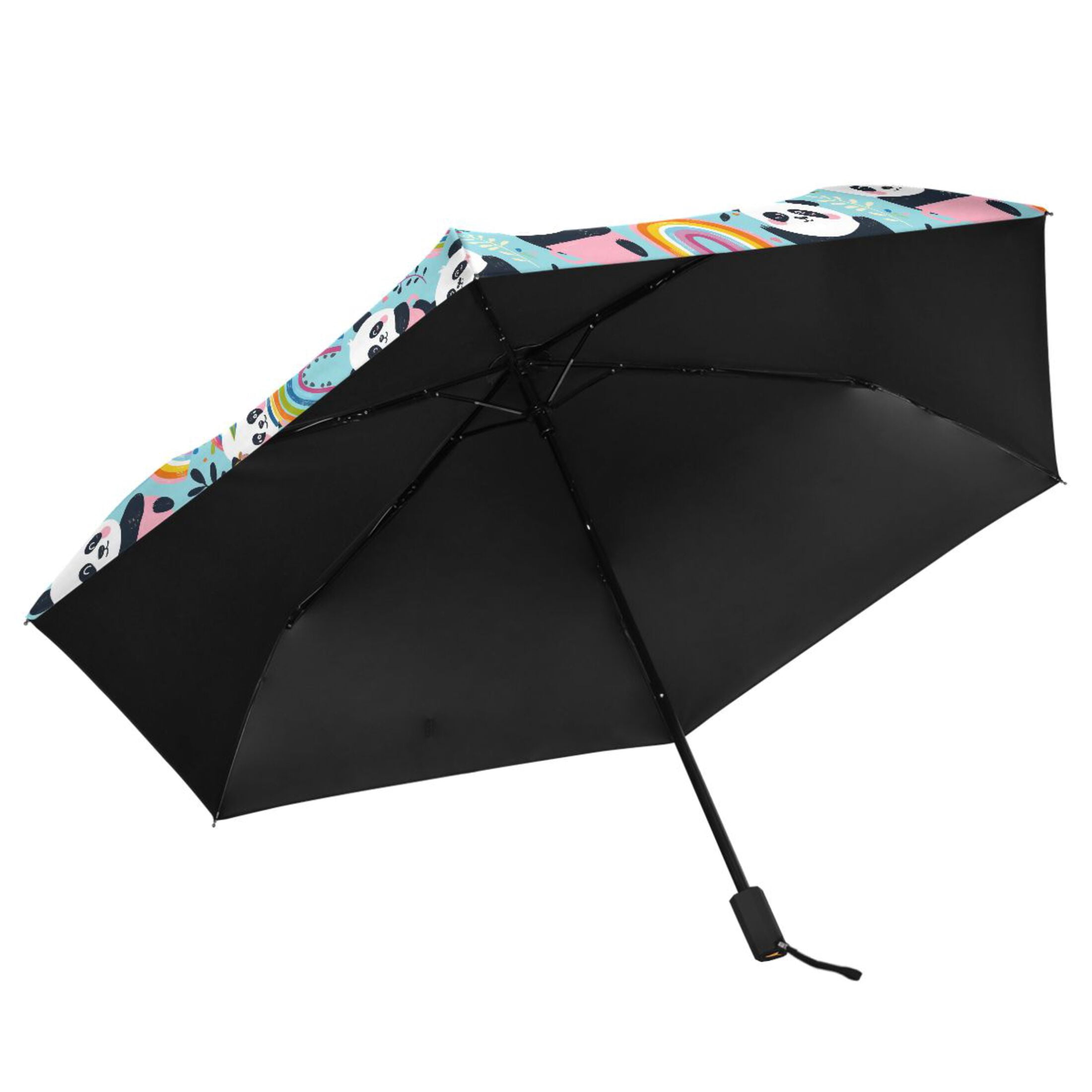 Panda Cup Rainbow Leaf Compact Sun Umbrella Windproof Travel Umbrellas for Rain Strong Portable UV Protection