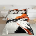 thumbnail image 2 of Manfei Chic Watercolor Full Size Comforter Sets for Teen, Chinese Ink Bedding Comforter Set, Black Orange Splash Reversible Bedding Sets, Luxury Bedroom Decor, 3 Pieces, 2 of 8
