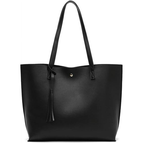 Women's Soft Faux Leather Tote Shoulder Bag from, Big Capacity Tassel Handbag