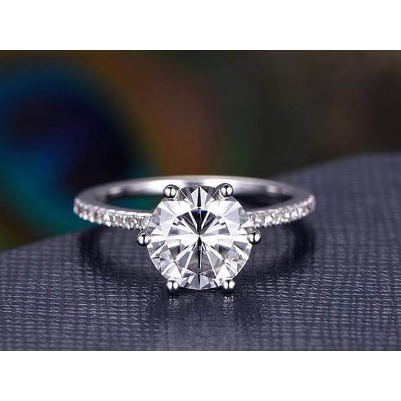 1.50 Carat Round Cut Moissanite Diamond Engagement Ring with 18k Gold Plating