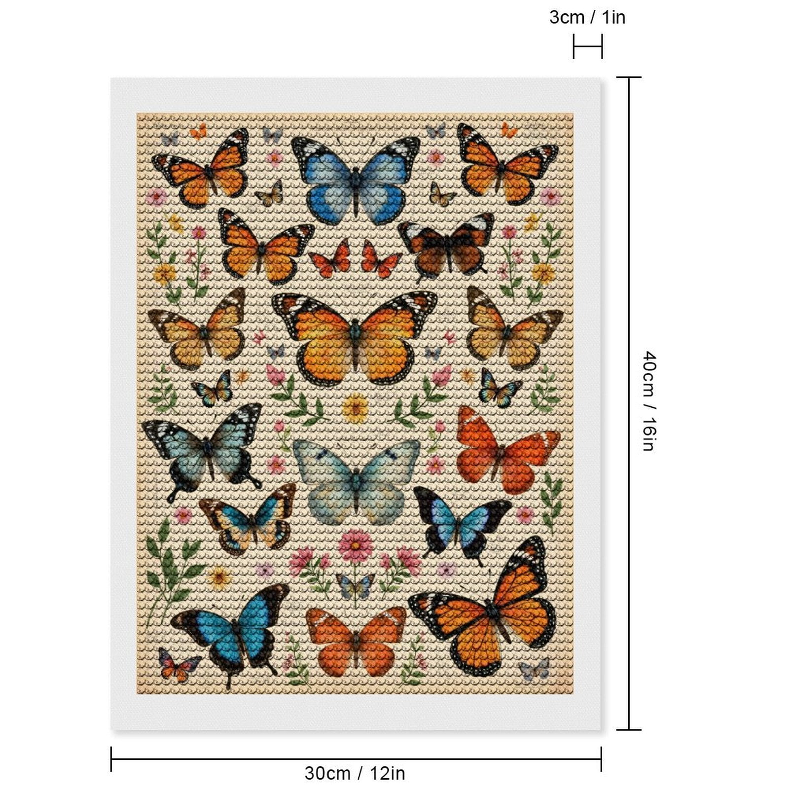 Diamond Art Kit for Adults, Butterfly Botanical Art Print Diamond Painting for Adults Beginners, 5D DIY Diamond Art Painting Kits, Colorful Diamond Painting Craft for Home Decor 12x16