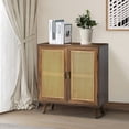 thumbnail image 2 of 28" Storage Sideboard Cabinet, Tina's Home 2 Rattan Doors Wooden Buffet Adjustable Shelves Bedroom, 2 of 8