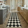 thumbnail image 5 of BERTHMEER 2'x8' Washable Rhombus Checkered Runner Rugs for Hallway Bathroom Bedroom Entryway Kitchen Non Slip Geometric Modern Contemporary Indoor Runner Rugs, Black & Beige, 5 of 6
