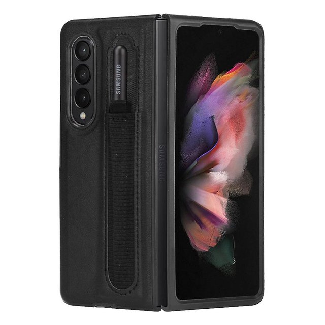 KAIYANG Funda rígida para teléfono Samsung Galaxy Z Fold3 5G con revestimiento retro, antideslizante, con soporte para bolígrafo