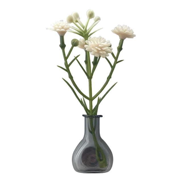 Mini jarrón decorativo de vidrio, flors artificiales moradas, decoración decorativa – Adorno de nevera magnética para baño, cocina y dormitorio