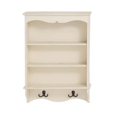 Decmode 26 X 19 Inch Contemporary Three Tier Wooden Wall Shelf With Decmode 26 X 19 Inch Contemporary Three Tier Wooden Wall Shelf With Double Hook Hangers