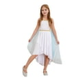 thumbnail image 3 of Moggemol Robe Trapèze en Mousseline à Manches Courtes Style Cape pour Filles Princesse, Thème Fête, Robe de Bal, Bleu Pâle 6, 3 of 7