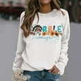 thumbnail image 2 of Fiaer Thanksgiving Sweatshirts for Women Plus Size Crew Neck Long Sleeve Pullover Letter Floral Graphic Baggy Tops White XL, 2 of 4
