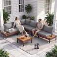 thumbnail image 2 of Poteban 7-piece Outdoor Patio Furniture Set with Modular Sofa, Outdoor Patio Sectional Set,L-Shaped Sectional Sofa Couch with Coffee Table for Backyard,Lawn,Garden,Dark Grey, 2 of 10