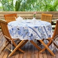 thumbnail image 2 of Round Tablecloth 60 Inch, Blue Stripe Floral Table Cloth Round Cover, Waterproof Round Table Cloth Wrinkle Free for Patio, Coffee Table, Party Decor, 2 of 6