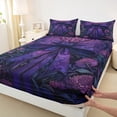 thumbnail image 3 of Feelyou Dreamy Purple Bowknot Twin Sheet Sets, Western Rustic Flower Twin Fitted Sheet, Vinatge French Style Flat Sheet, Luxury Bedroom Decor, 3pcs, 3 of 7