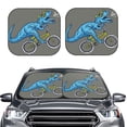 thumbnail image 2 of Xecao Fun Riding Dinosaur for Foldable Car Sun Shades (2-Pack) offer sun protection with an easy-fold design for convenient windshield shading., 2 of 7