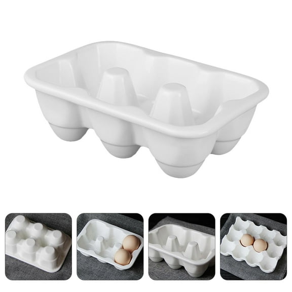 OUNONA Creative Ceramic 6 Compartment Egg Tray Kitchen Fridge Fresh Egg Storage Box