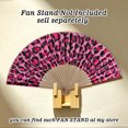 thumbnail image 3 of 1pc Hand Fan Pink Leopard Foldable 23cm 9inch with Bamboo Rib and Durable Fabric, 3 of 8