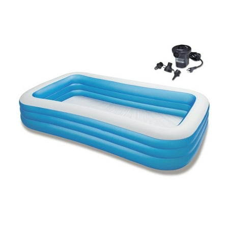 Intex 72in x 120in Swim Center Family Inch Swimming Pool and Quick Fill Air (Best Air Pump For Inflatable Pool)