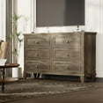 thumbnail image 3 of Garvee 6 Drawer Dresser, Wooden Storage Chest of Drawers with Exquisite Metal Handles, Large Wide Dresser TV Stand, Modern Drawer Organizer for Bedroom, Living Room, Hallway, Entryway, Grey, 3 of 8