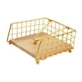 thumbnail image 2 of Organizador de servilletas con base de madera, soporte para servilletas de mesa, ideal para restaurantes y casas de campo. Oro, 2 of 9