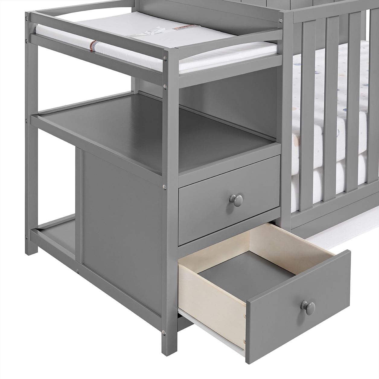 Oxford Baby Pearson 4 in 1 Convertible Crib Changing Station Dove Gray GREENGUARD Gold Certified Wooden Crib Walmart