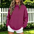 thumbnail image 2 of GZWYHT Mockneck Sweatshirt Pullover Sweaters for Women Fashion Clothing Plus Size Mock Neck Sweatshirt Cute Clothes Fall Clothes Plain Mock Neck Sweatshirt Cowl Neck Tops Red 2XL, 2 of 8