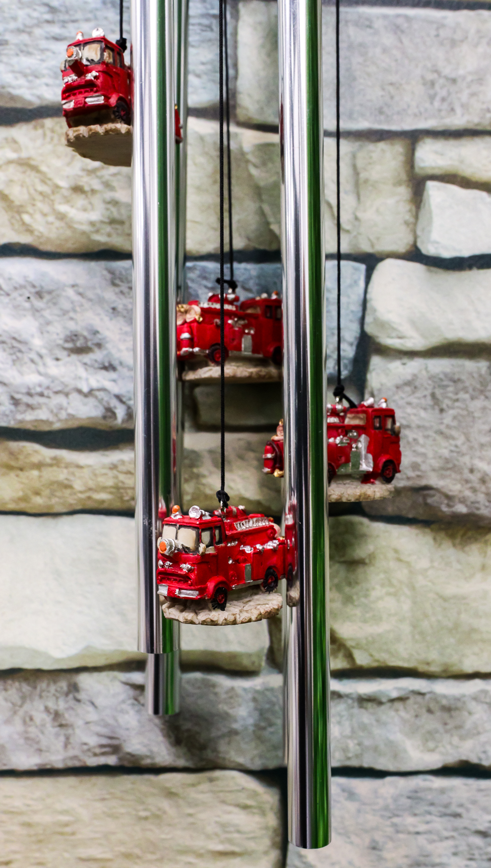 Ebros Red Fire Engine Truck Model Resonant Relaxing Wind Chime Patio Garden
