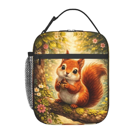 Squirrel Lunch Bag Reusable Thermal Lunch Tote with Handle for Women and Men