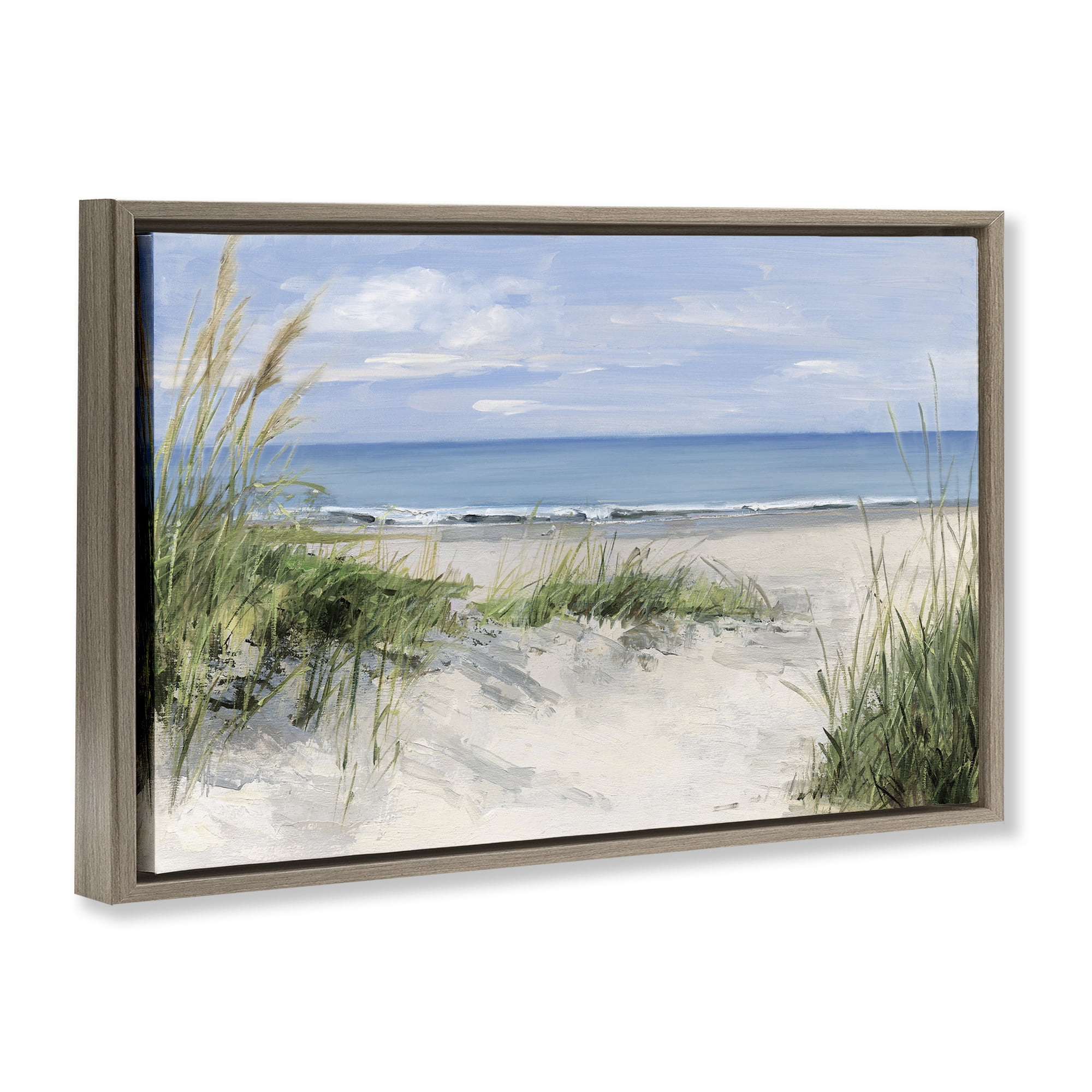 Stupell Industries Tall Grasses by Beach Coast Brown Framed Floater Canvas Wall Art, design by Sally Swatland