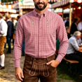 thumbnail image 2 of Oktoberfest Bavarian Shirt Men Multicolor Plaid Embroidered Button Down Shirt for Festive Stand Collar Tee Alternative with Unique Pattern Shirt Tops, 2 of 4