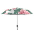 thumbnail image 2 of Peony Flower with Green Leaves Compact Sun Umbrella Windproof Travel Umbrellas for Rain Strong Portable UV Protection, 2 of 8