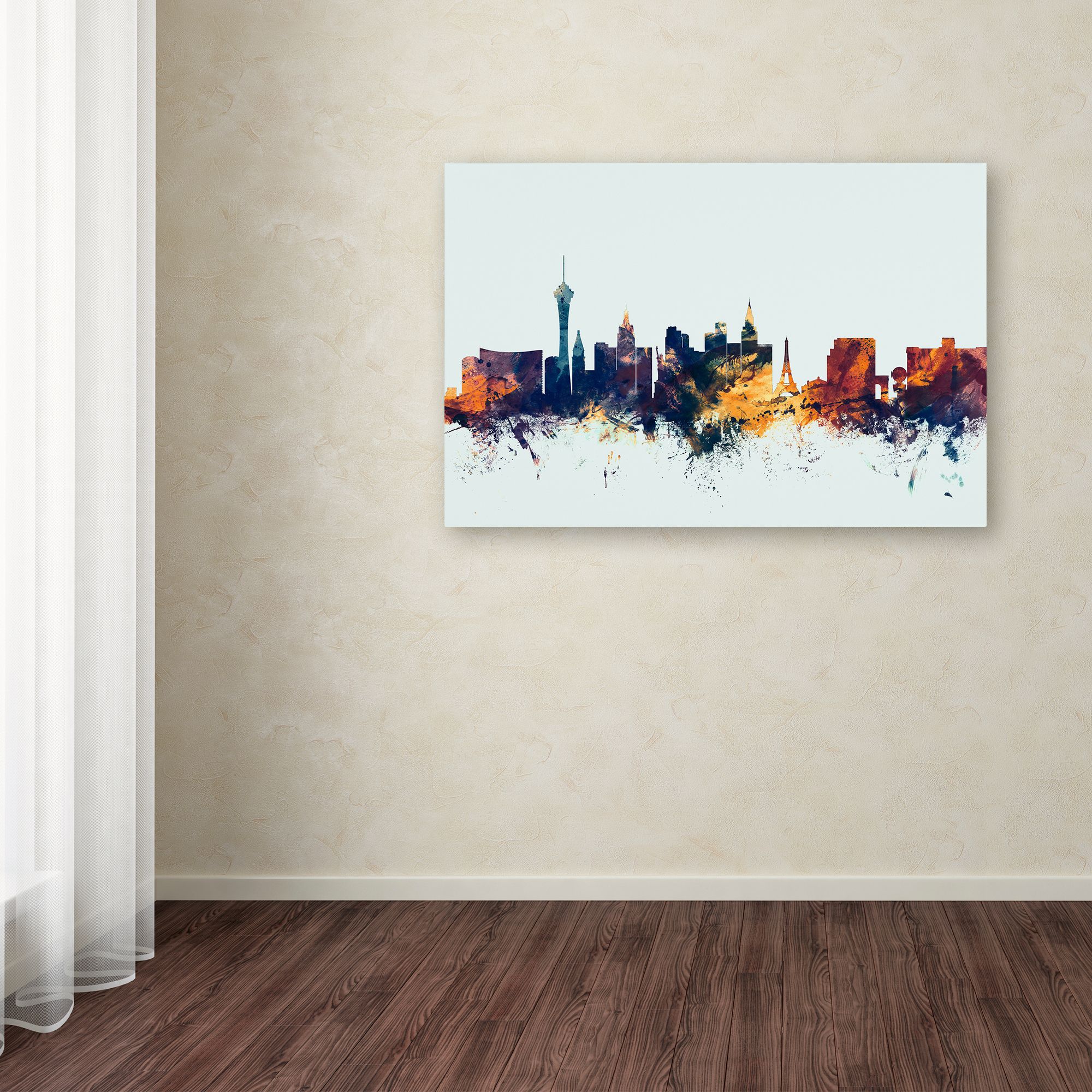 Trademark Fine Art "Las Vegas Nevada Skyline Blue" Canvas Art by Michael Tompsett