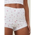 thumbnail image 6 of Yunliwuli Women Lounge Shorts, Elastic Waist Fruit Print Lace Trim Slim Fit Pajama Shorts Sleepwear, 6 of 7