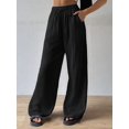 thumbnail image 6 of Women'S Wide Leg Beach Pants Elastic Waist Light-Weight Flowy Palazzo Lounge Trousers with Pockets, 6 of 9