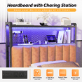 thumbnail image 6 of Ktaxon Headboard for Twin Size Bed with Pegboards Storage, Upholstered Headboard with Charing Station & LED Lights, Height Adjutable, Brown, 6 of 10