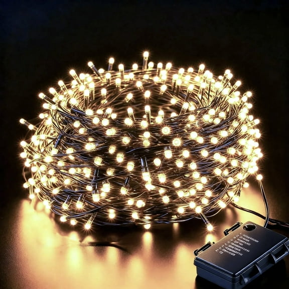 Aship 132ft Battery Operated Christmas Lights, 300 LED  Battery Powered Christmas Tree Lights, 8 Modes Timer Waterproof Christmas String Lights for Christmas Tree Home Courtyard Warm White