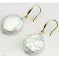 thumbnail image 2 of K-KED 15-16mm White Baroque Pearl Earrings gold hooks, 2 of 4