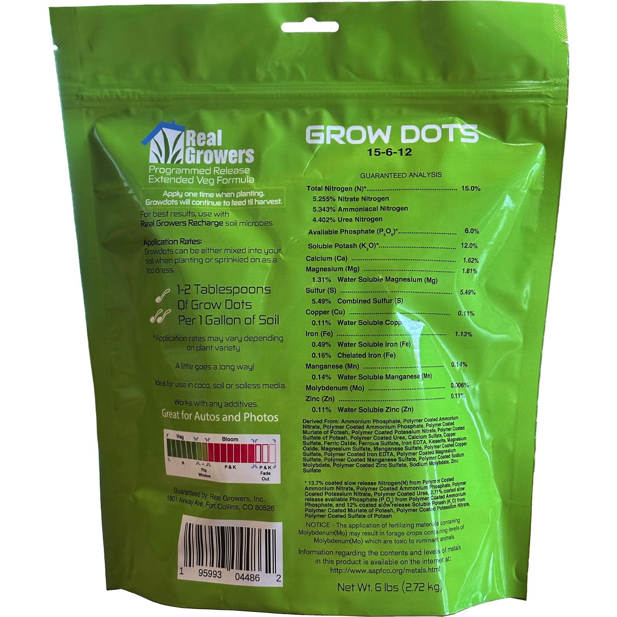 Grow Dots Extended Plant Food, Single-Application, Programmed-Release Plant Nutrient Fertilizer - 6lb