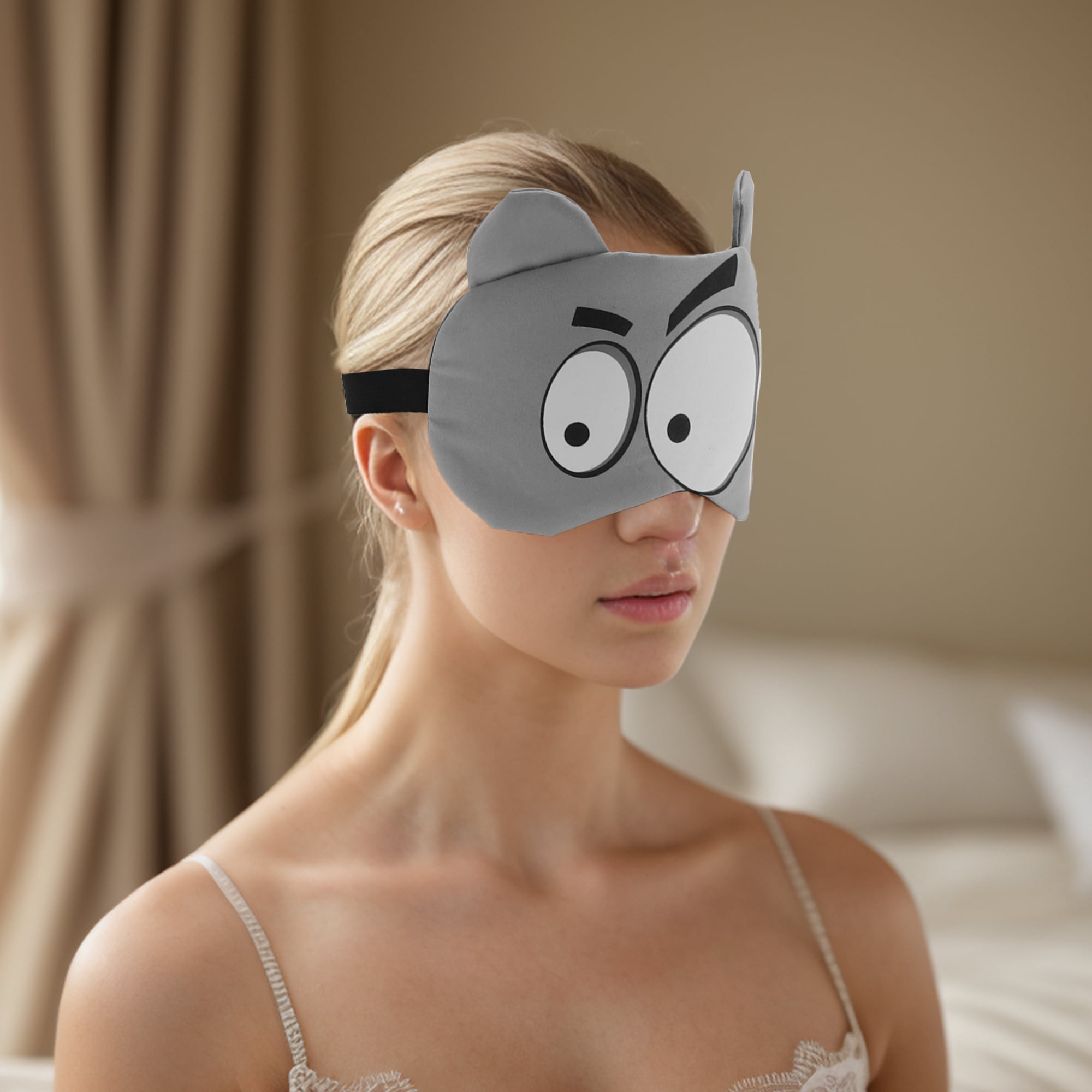 Unique Bargains Soft Cartoon Big Eyes Sleep Mask Gray Eye Shade Cover