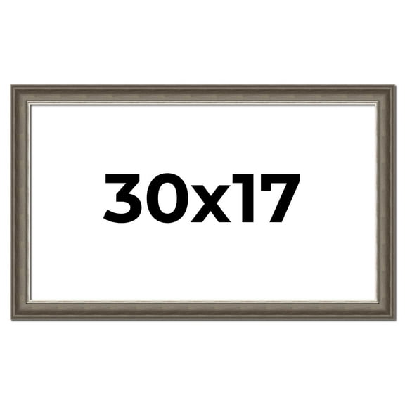 30x17 Frame Brown Solid Wood Picture Frame | 1.75 Inch Moulding Width | Austin Frame Complete with