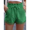 thumbnail image 3 of Women'S Plus Size Wide Leg Summer Shorts High Waisted Hollow Out Boho Shorts with Pockets Green XXXL, 3 of 3