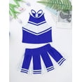 thumbnail image 5 of Aislor Kids Girls Cheer Leader Cheerleading Uniform Crop Top with Skirt Pom Poms Dancewear Blue 6, 5 of 7