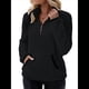 thumbnail image 3 of Sudadera Informal de con Cremallera de un Cuarto para Mujer, Larga, Ligera, Suave y Afelpada, con Bolsillos. Negro L, 3 of 8