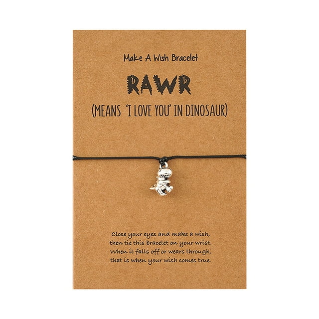Deseo pequeño dinosaurio charm joyería aleación tejida pulsera de tarjeta