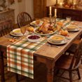 thumbnail image 2 of Orange Green Checked Table Runner - 48 Inch Long Fall Thanksgiving Buffalo Plaid Cotton and Linen Blended Dress Scarves Farmhouse Table Runner for Kitchen Dining, Coffee Table, 13" x 48", 2 of 8