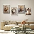 thumbnail image 2 of PixonSign Framed Wall Art Vintage Christmas Bells, Wreath, Snowman, and Tree Posters, Set of 4 Celebration & Holidays Illustrations Wall Decor, Adhesive Canvas Prints - 12"x16" White, 2 of 5